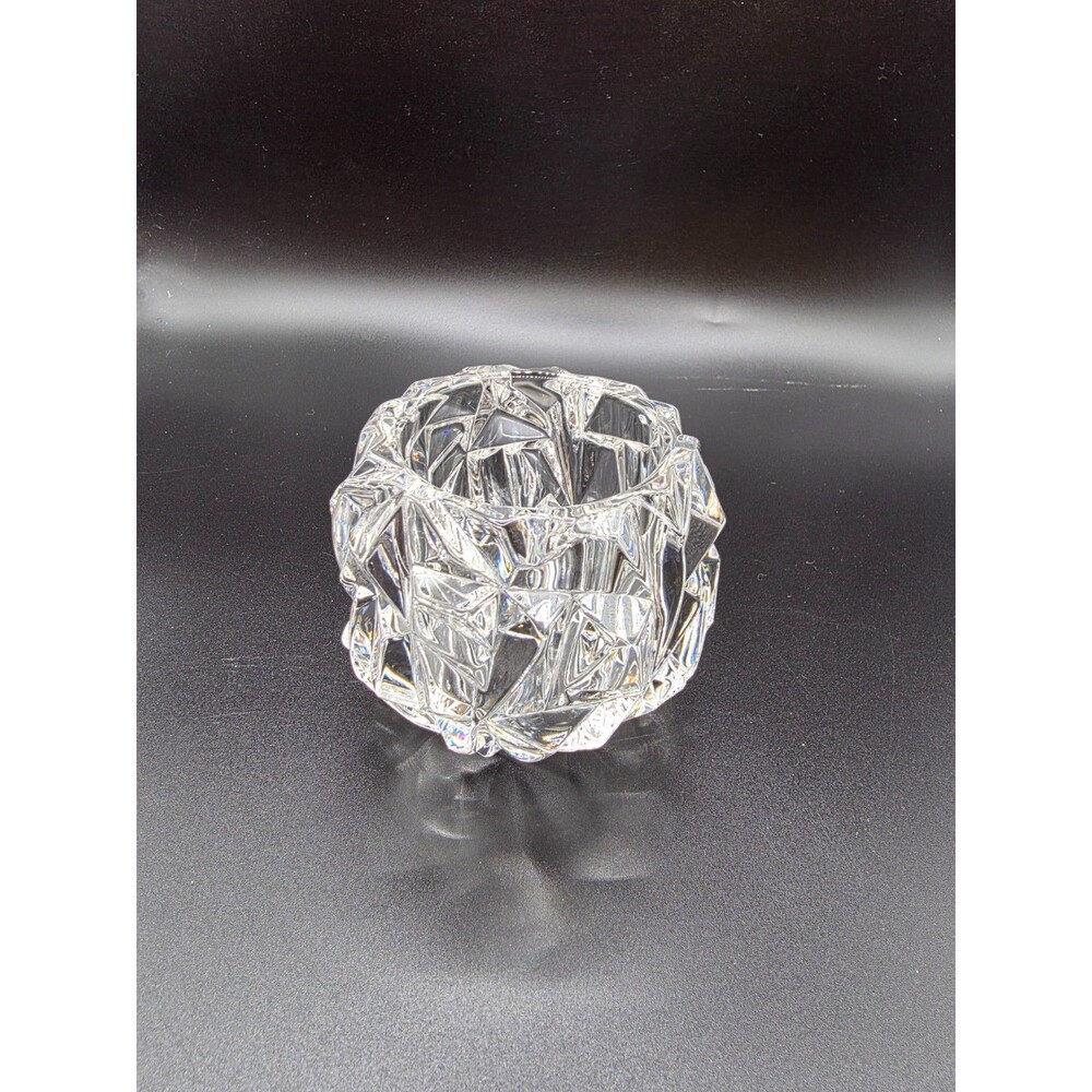 Vintage Tiffany & Co. Crystal Votive Candle Holder Signed Geometric Faceted